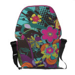 vintage flower frenzy funky vector design courier bag