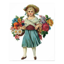 Vintage Flower Girl Customizable Poster posters by vintagegiftmall Vintage Flower Girl Customizable Poster posters