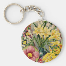 Vintage Flower Seed Catalog Keychain