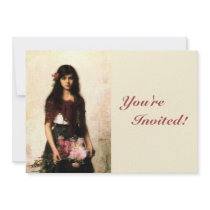 Vintage Flower Seller Female Beauty Announcement