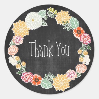 Vintage Flowered Wreath Thank You