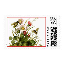 Vintage Flowers and Bees Postage