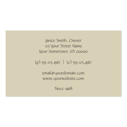 Vintage Flowers and Leaves Business Card (back side)