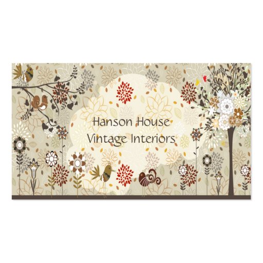 Vintage Flowers and Leaves Business Card