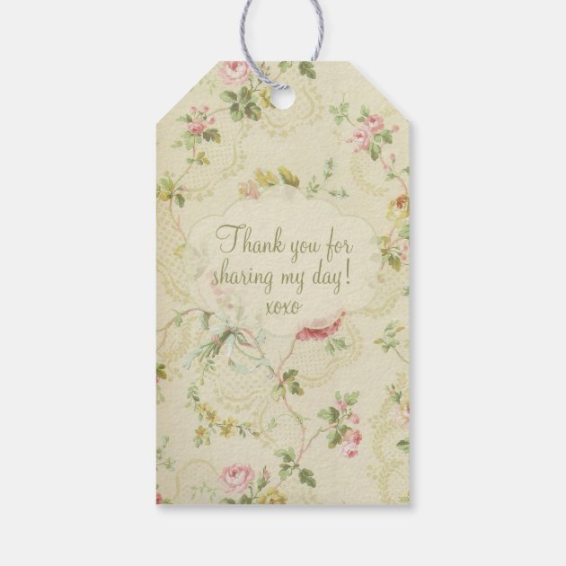 Vintage Flowers and Tea Cup Bridal Shower Pack Of Gift Tags-1