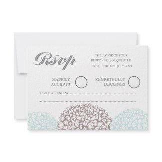 Vintage Flowers Aqua Blue Wedding RSVP