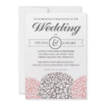 Vintage Flowers Beige + Pink Wedding Invitation