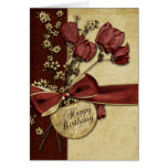 Vintage Flowers Birthday Greeting Cards