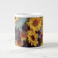 Vintage Flowers, Bouquet of Sunflowers by Monet 20 Oz Large Ceramic Coffee Mug
