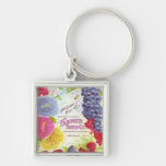 Vintage Flowers & Fruit Keychain