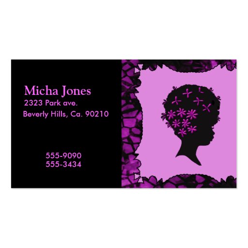 Vintage Flowers In Afro Business Card (front side)