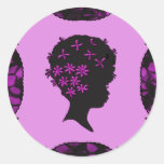 Vintage Flowers In Afro Round Sticker