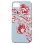 Vintage Flowers, Red, White and Blue Iphone 5 Case