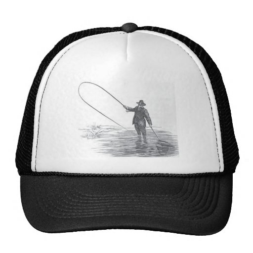 Vintage Fly Fishing Art Baseball Cap Mesh Hat Zazzle