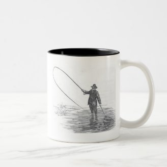 Vintage Fly Fishing Art Coffee Mug