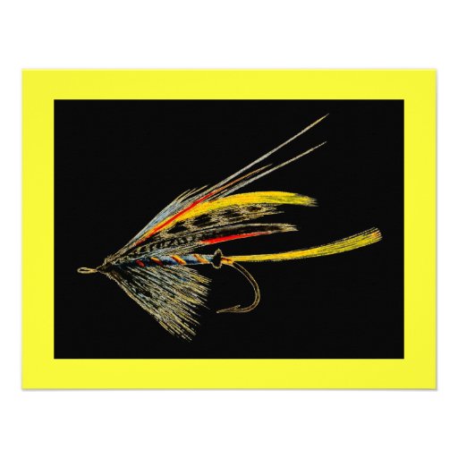 Vintage Fly Fishing art Custom Announcements