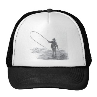 Vintage Fly Fishing Art Mesh Hat