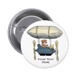 Vintage Flying Balloon & Propeller Motor Car Pinback Button