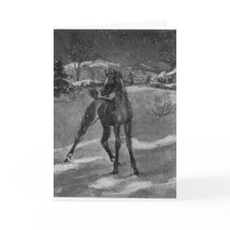 Vintage Foal In Winter Greeting Card