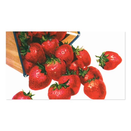 Vintage Food Fruit Berries Strawberries and Basket Business Card (back side)
