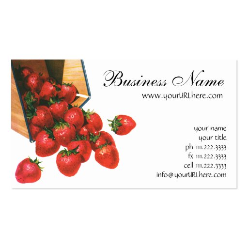 Vintage Food Fruit Berries Strawberries and Basket Business Card (front side)