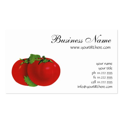 Vintage Food, Fruits, Vegetables, Red Ripe Tomato Business Cards (front side)