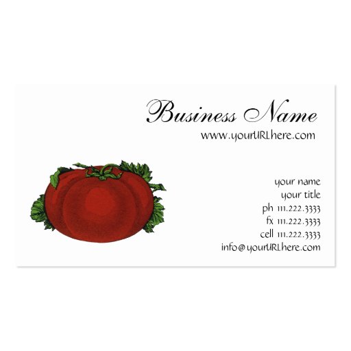 Vintage Foods, Fruits, Vegetables, Red Ripe Tomato Business Cards (front side)