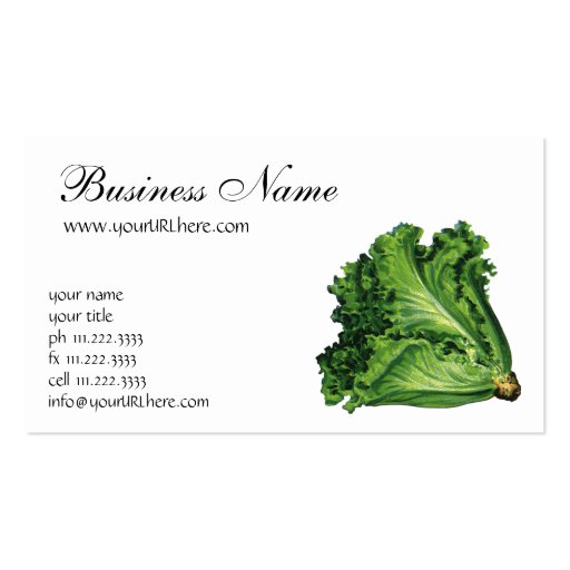 Vintage Foods, Vegetables, Green Leaf Lettuce Business Cards