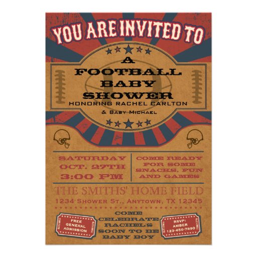 Vintage Football Baby Shower Invitation
