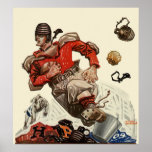 Vintage Football Player Running with the Ball Poster