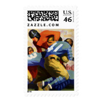 Vintage Football Players Playing a College Game Stamps