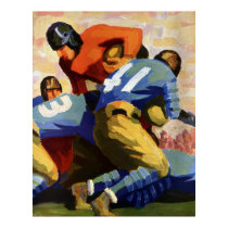 Vintage Football Players Playing a College Game Print