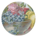 Vintage Forget Me Not Roses Plate