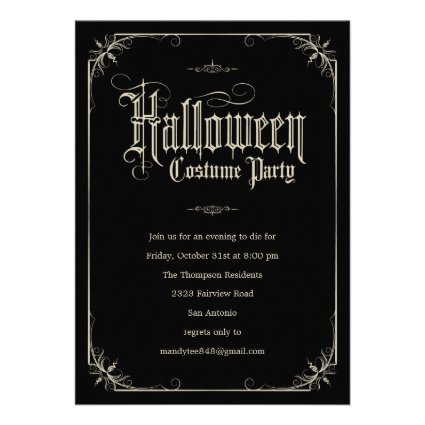 Vintage Formal Halloween Costume Party Invitations