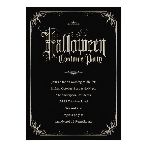Vintage Formal Halloween Costume Party Invitations (front side)