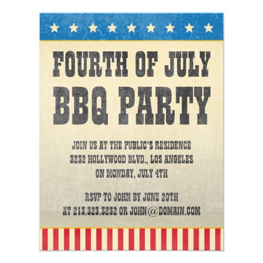 Vintage Fourth of July Party Invitation (front side)