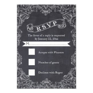 Vintage frame and chalkboard wedding RSVP Personalized Invitation