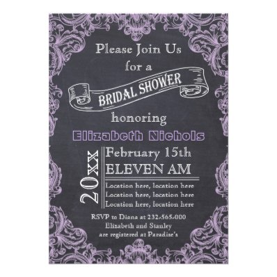 Vintage frame & chalkboard wedding bridal shower announcements
