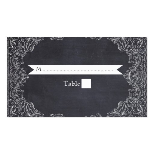 Vintage frame & chalkboard wedding place card business card templates (back side)