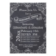 Vintage frame, chalkboard wedding rehearsal dinner custom invitations