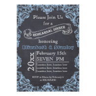 Vintage frame, chalkboard wedding rehearsal dinner custom invite