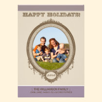 Vintage Frame Happy Holidays Card (lilac/taupe) invitations