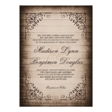 Vintage Frame Rustic Wood Wedding Invitations Vintage Frame Rustic Wood Wedding Invitations