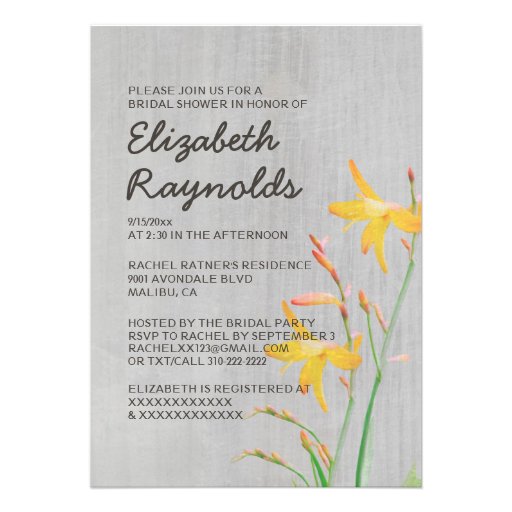 Vintage Freesia Bridal Shower Invitations