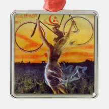 Vintage French Bicycle Art Christmas Tree Ornament