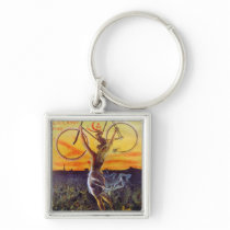 Vintage French Bicycle Art Key Chains