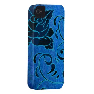 Vintage French Blue flowers v3 Case-mate Iphone 4 Cases