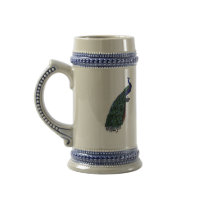 Vintage French Blue peacock Beer Stein Coffee Mugs