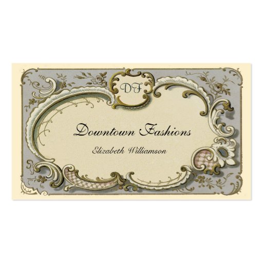 Vintage French Blue Scroll Business Cards