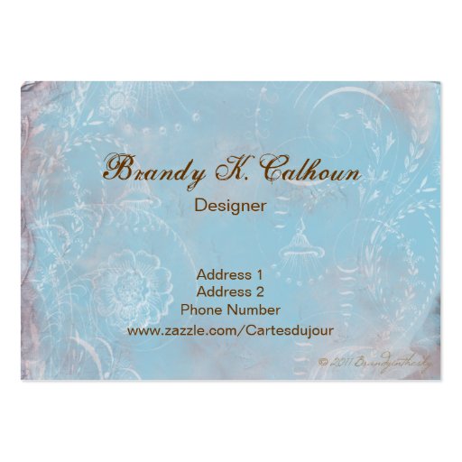 Vintage French Blue Toile Business Cards (front side)